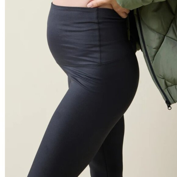Isabel Maternity Leggings High Gloss Active Yoga Pants Belly Panel, Black, Small - Picture 4 of 8